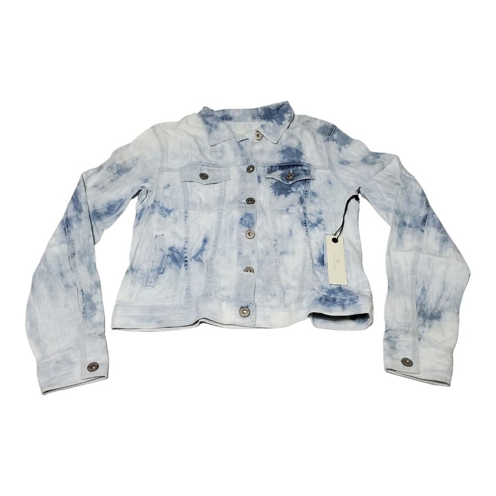 NWT BB Dakota Collective KINEAR Cropped Bleach Tie Dye Jean Denim Jacket Sz S‎